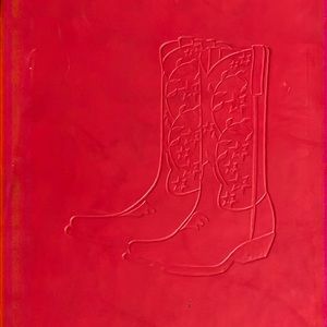 boots embossed red pleather journal-240 lined pages/receipt pouch/marker/elastic